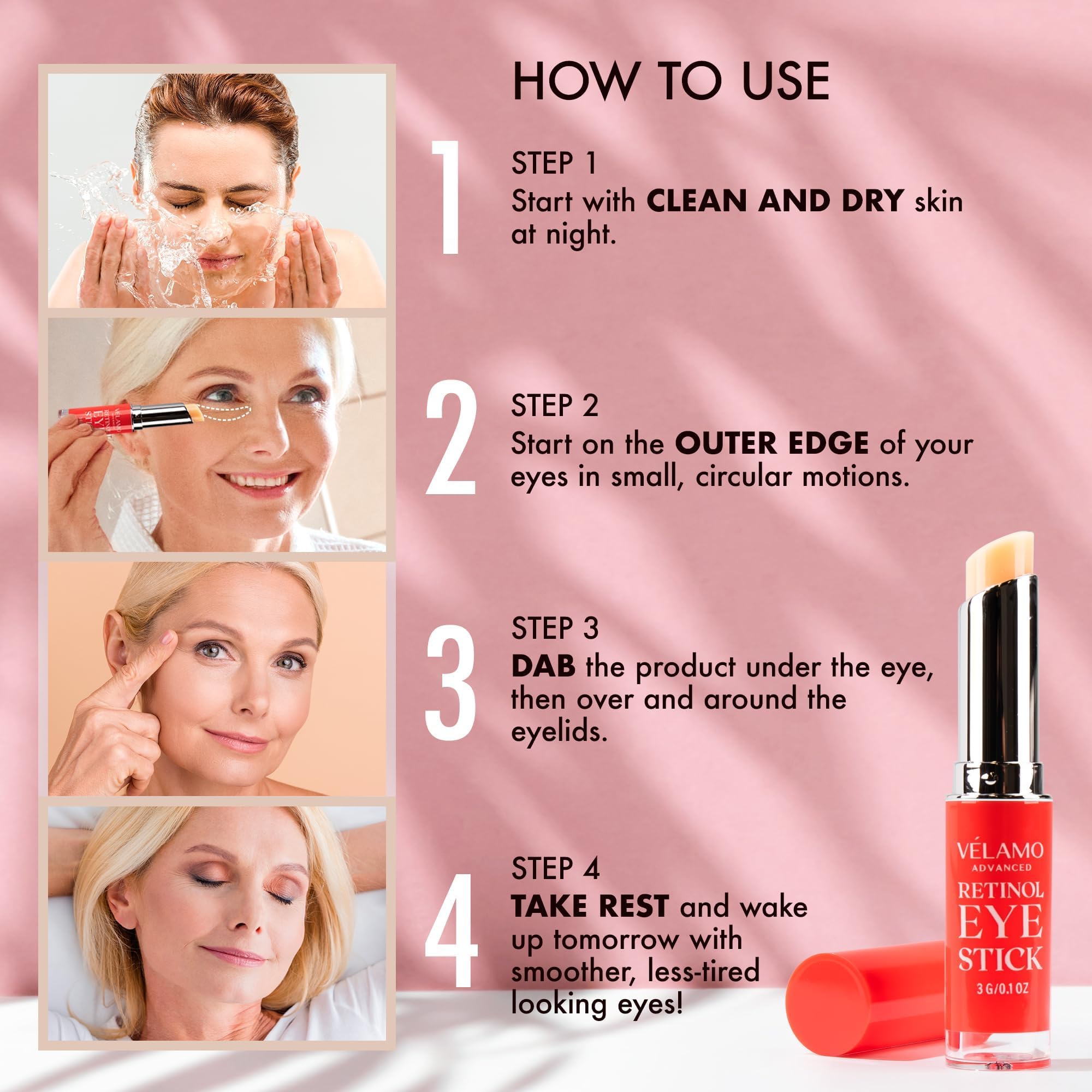 VELAMO ADVANCED Retinol Eye Stick – Renewing & Firming Under-Eye Balm, 2-Pack, Travel-Ready