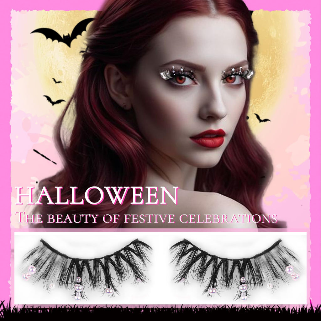 Veleasha Christmas Lashes - Pearl-Accented 20mm Wispy Cosplay Lashes Kit