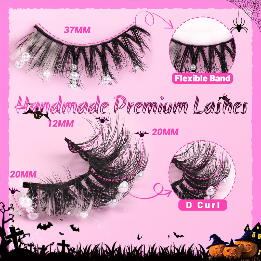 Veleasha Christmas Lashes - Pearl-Accented 20mm Wispy Cosplay Lashes Kit