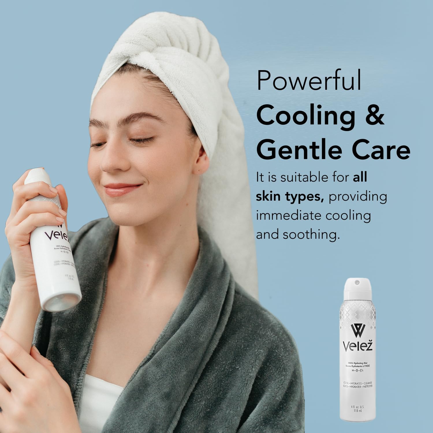 Vezel HOCL Hydrating Face Mist – Gentle Facial Spray for Refreshing, Soothing Skin (4 Fl Oz)