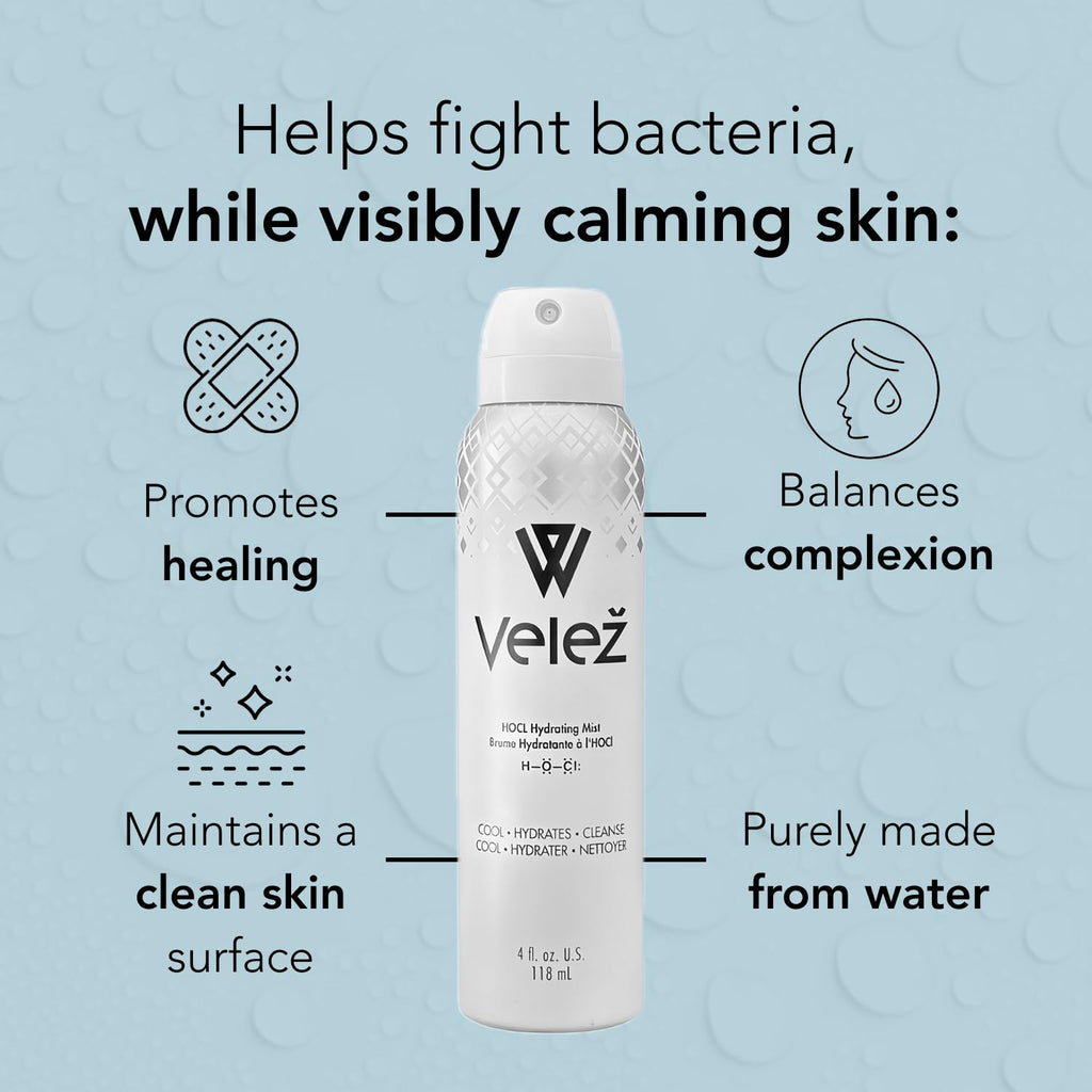 Vezel HOCL Hydrating Face Mist – Gentle Facial Spray for Refreshing, Soothing Skin (4 Fl Oz)