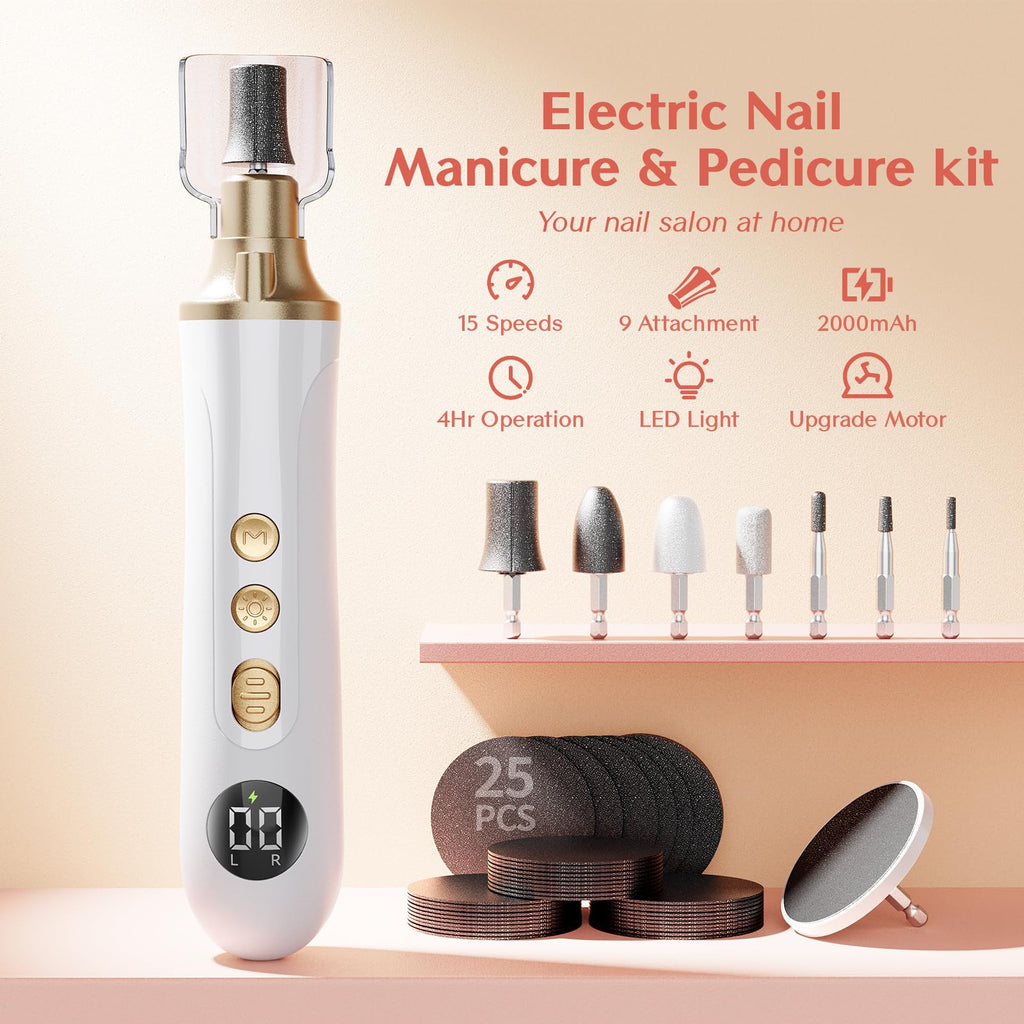 Velnail Cordless Nail Drill Kit – 15-Speed Brushless Nail File