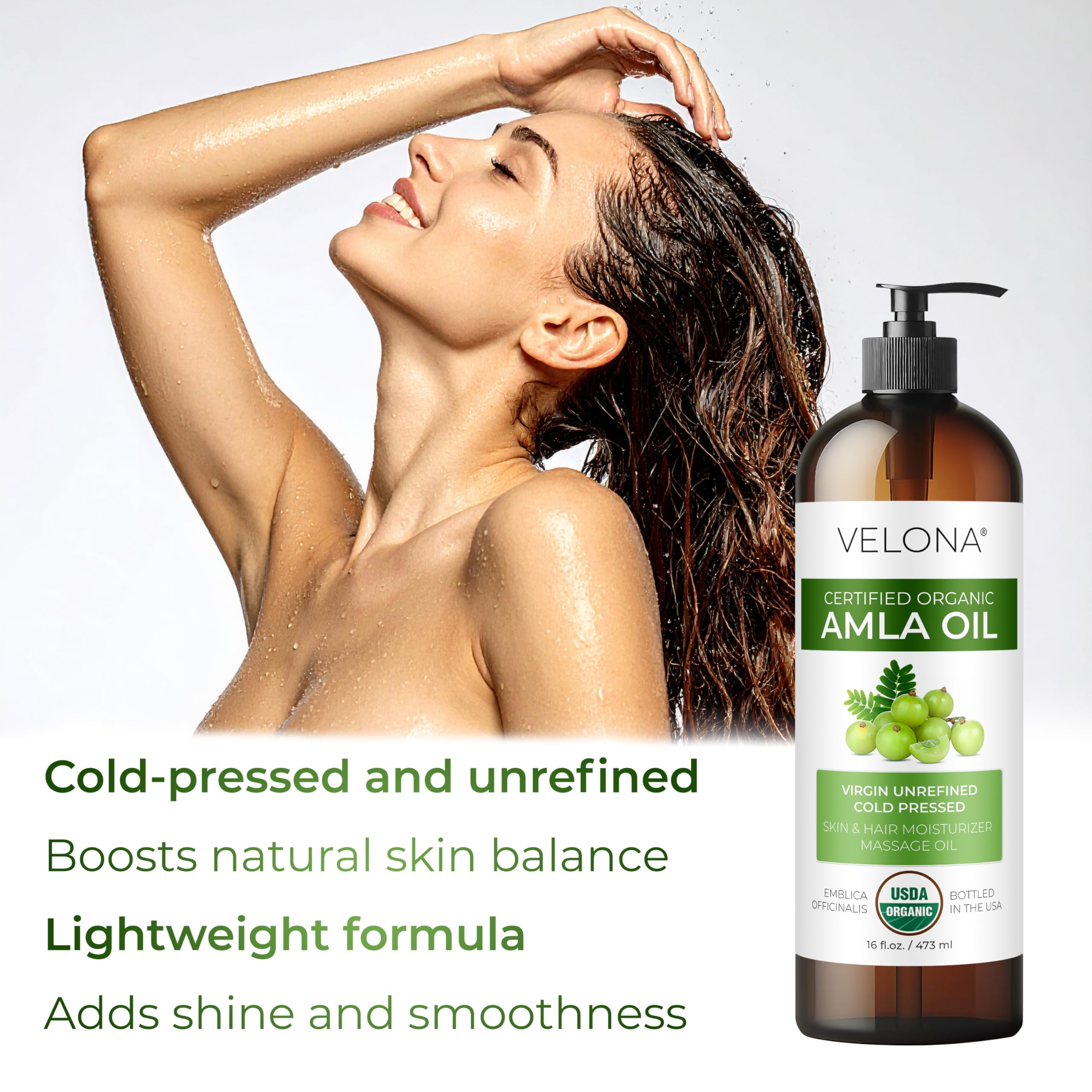 Velona Amla Oil USDA Organic - 64oz Cold-Pressed, 100% Pure & Natural Carrier Oil