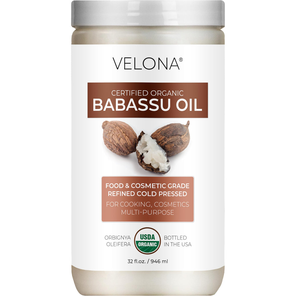Velona Babassu Oil USDA Organic – 32 Fl Oz | Pure Carrier Oil for Skin, Hair & Cooking