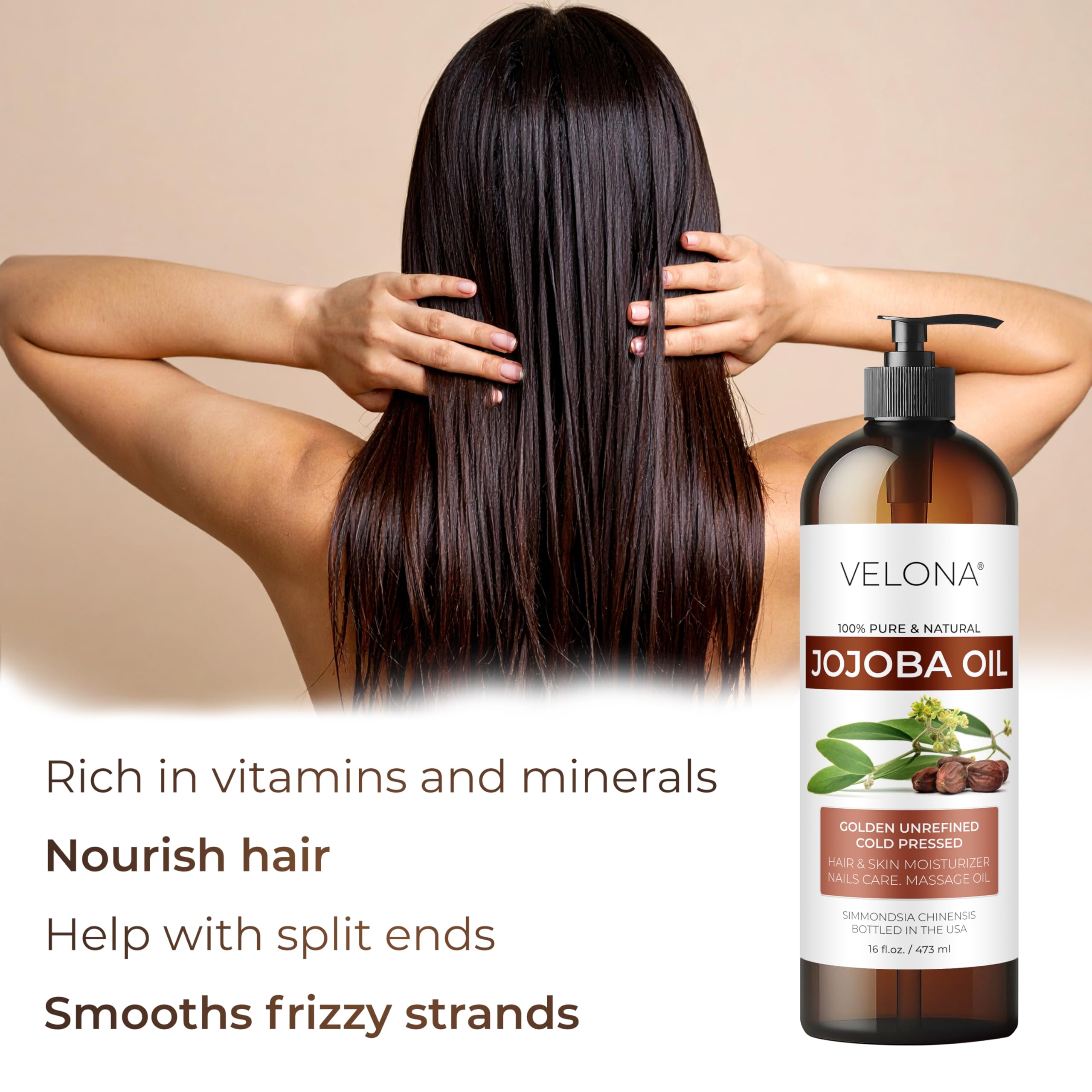 Velona Jojoba Oil - 64 oz | 100% Pure, Cold-Pressed, Hexane-Free, All-Natural Moisturizer