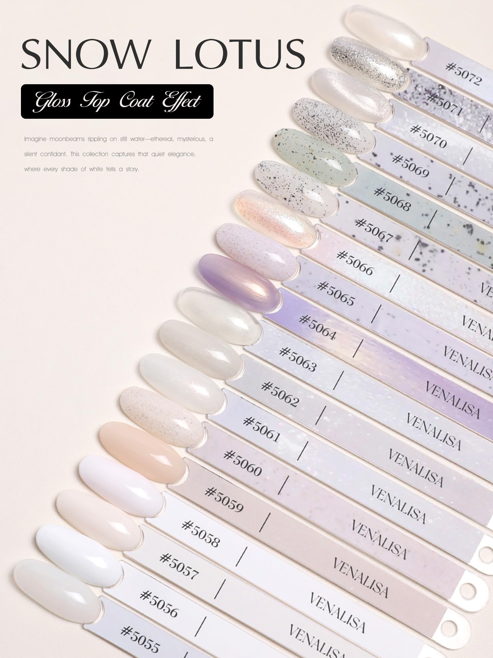 V VENALISA V4 Gel Nail Polish Set – 22 Pieces, 18 Colors + Color Card, Cat Eye Milky White Glitter – DIY Salon at Home