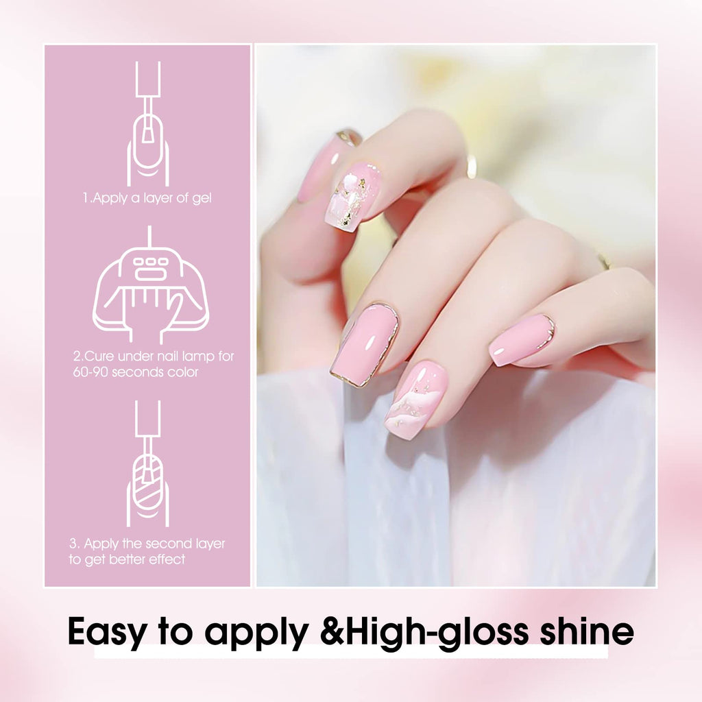 V VENALISA Hema-Free Pink Gel Nail Polish Set – 6 Nude Pink Colors, Soak-Off Gel Kit, LED Lamp for At-Home Manicure