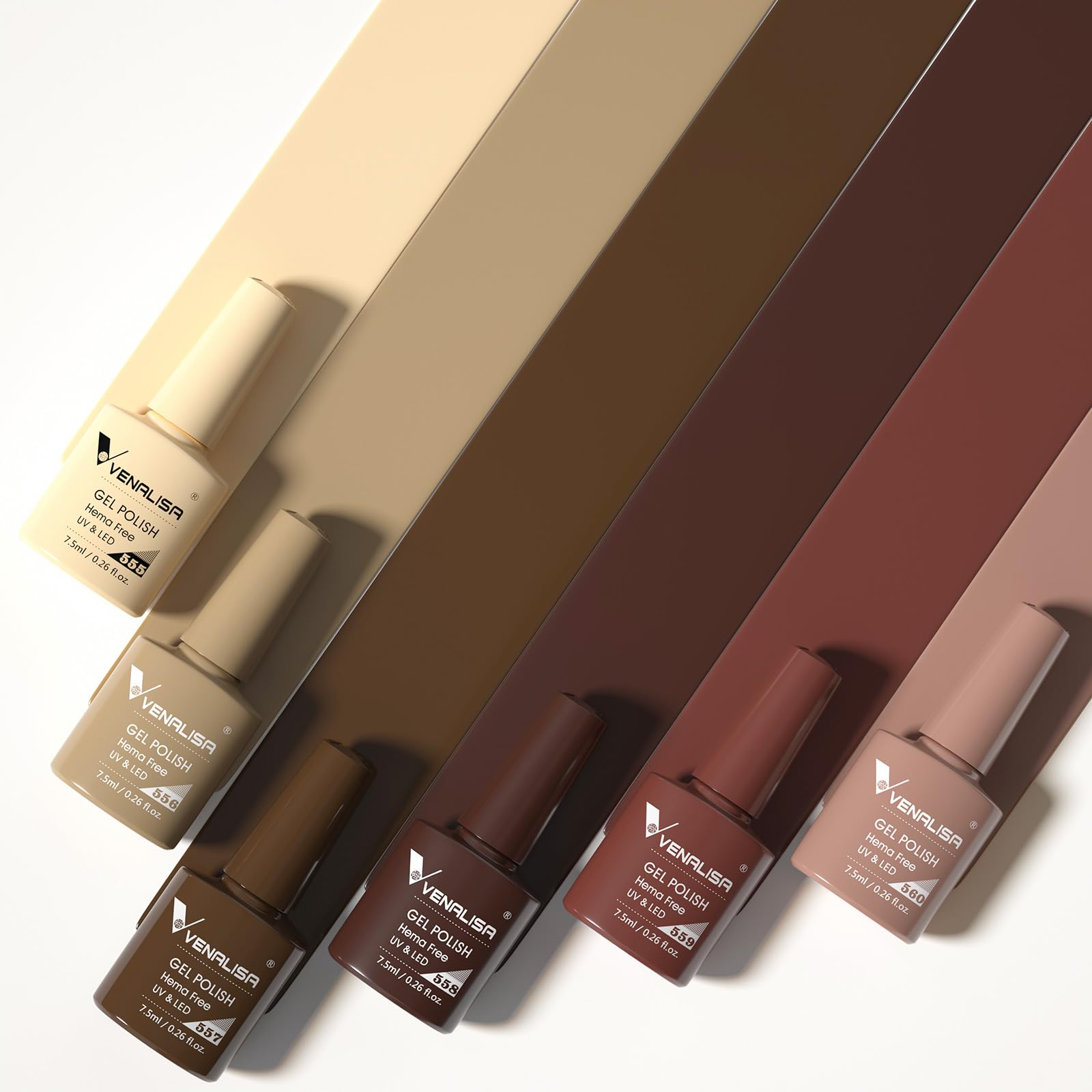 VENALISA Brown Gel Nail Polish Set — 6 Rich Neutral Browns for Fall & Winter