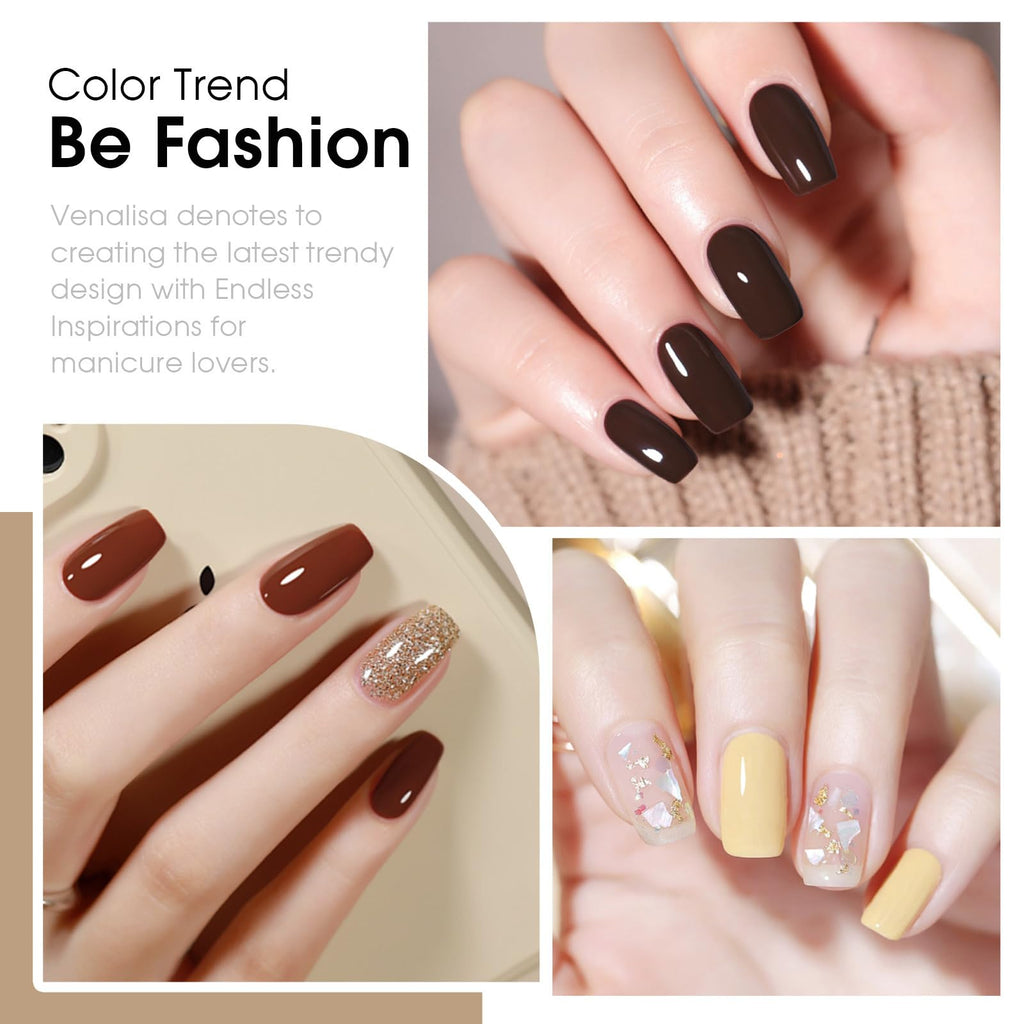 VENALISA Brown Gel Nail Polish Set — 6 Rich Neutral Browns for Fall & Winter
