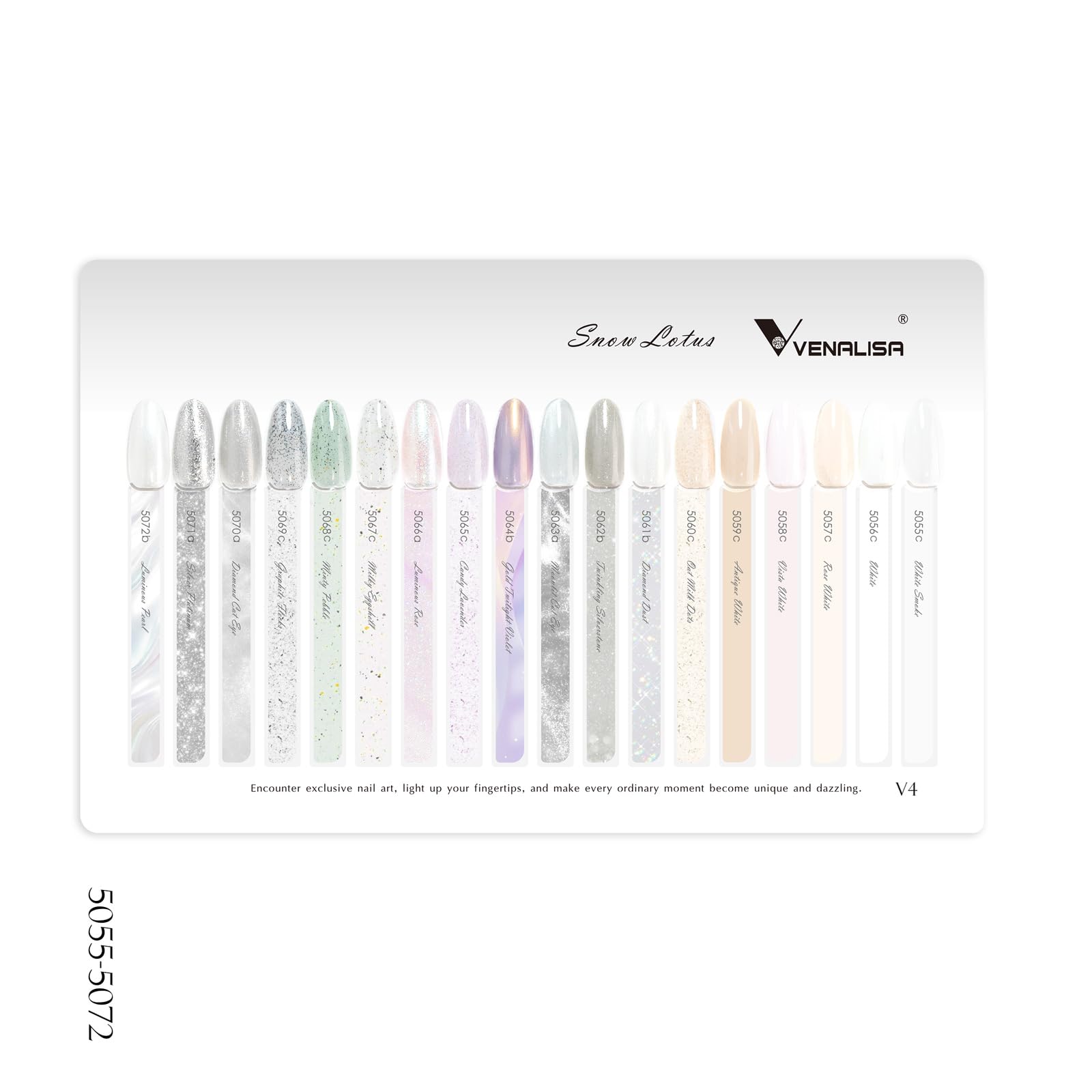 V VENALISA V4 Gel Nail Polish Set – 22 Pieces, 18 Colors + Color Card, Cat Eye Milky White Glitter – DIY Salon at Home