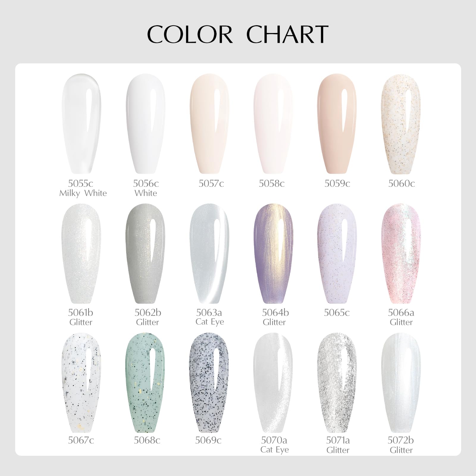 V VENALISA V4 Gel Nail Polish Set – 22 Pieces, 18 Colors + Color Card, Cat Eye Milky White Glitter – DIY Salon at Home