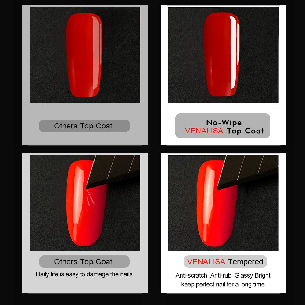 VENALISA 2-Piece 15ml Gel Nail Base & Top Coat Set – No-Wipe, High-Gloss