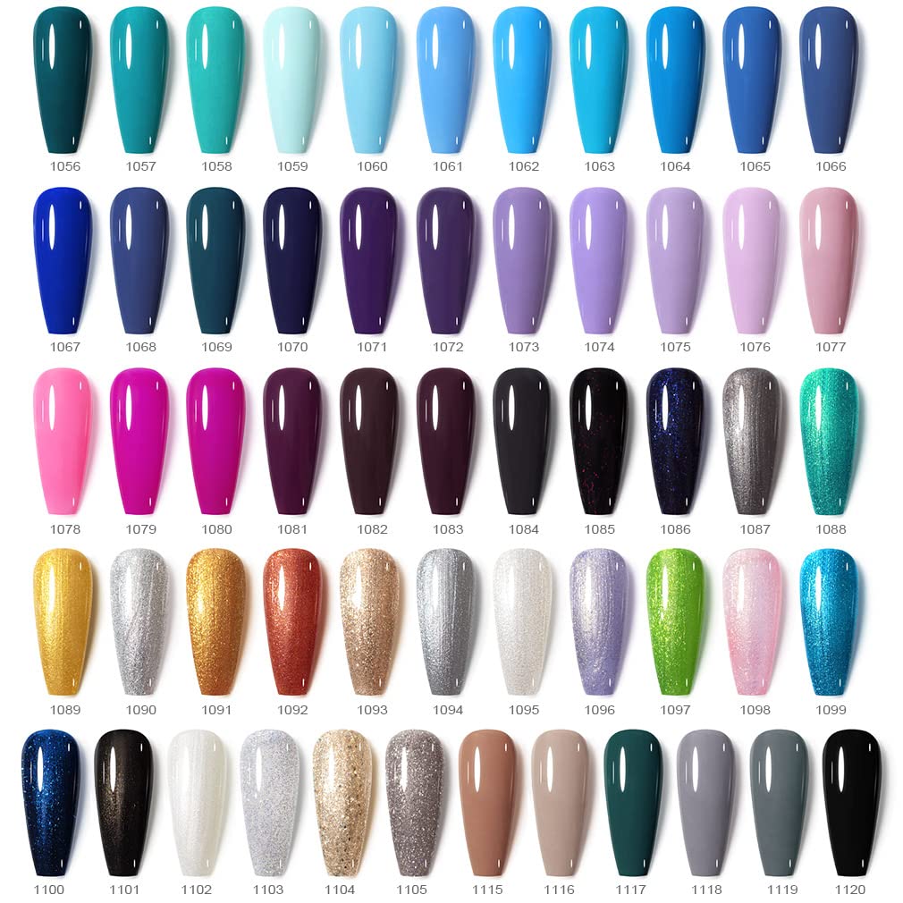 VENALISA 120 Pcs Gel Nail Polish Set with Base & Top Coat – 12ml Soak-Off UV LED Kit (White, Black, Pink, Blue)