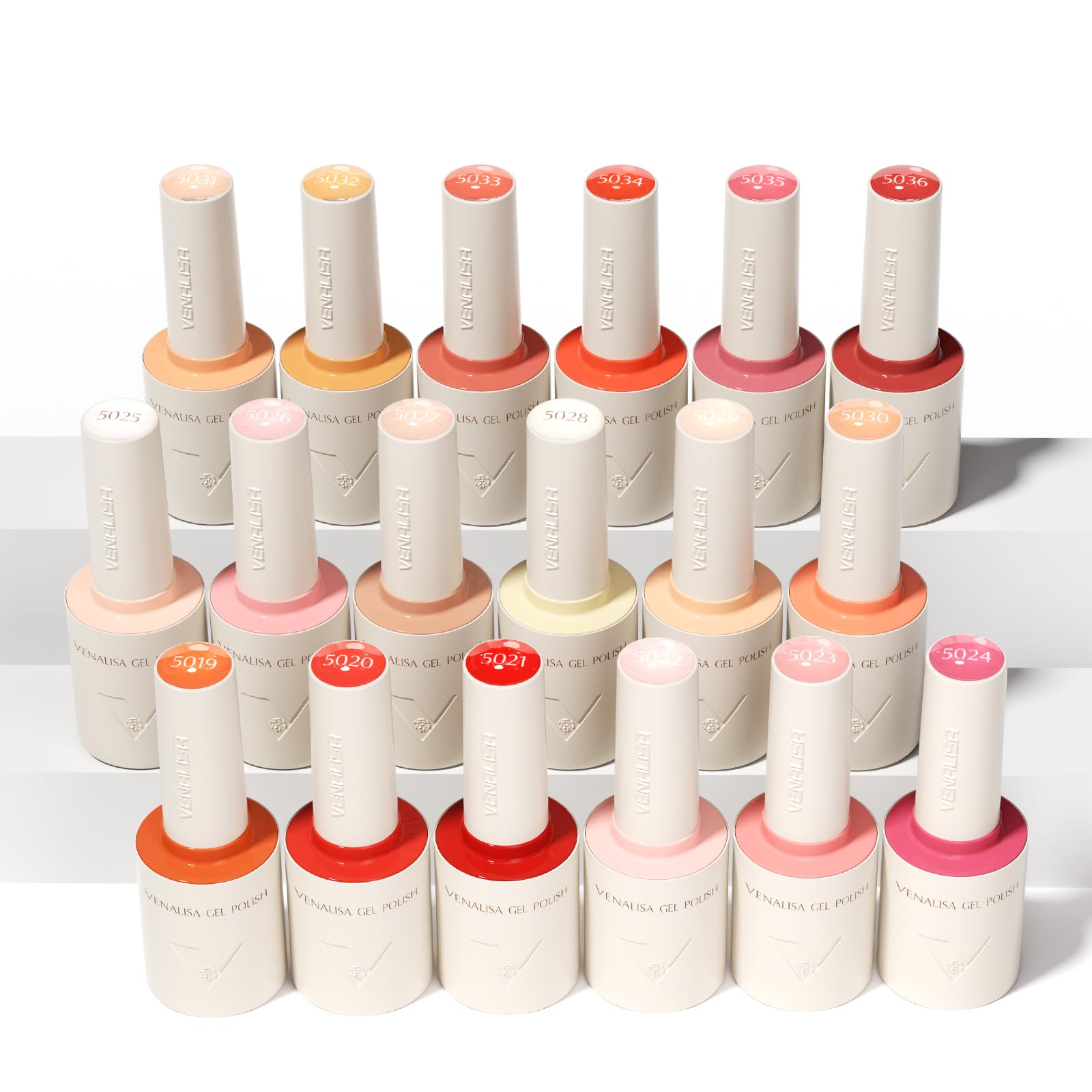 VENALISA V2 22-pcs Gel Nail Polish Set - 18 Colors, Color Card, Base & Top Coats