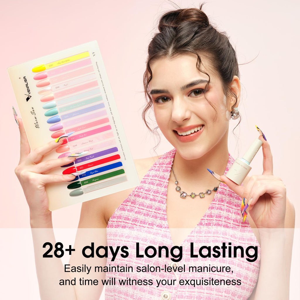 VENALISA V3 22-Piece Gel Nail Polish Set — 18 Colors + Base & Top Coats for At-Home Salon Quality