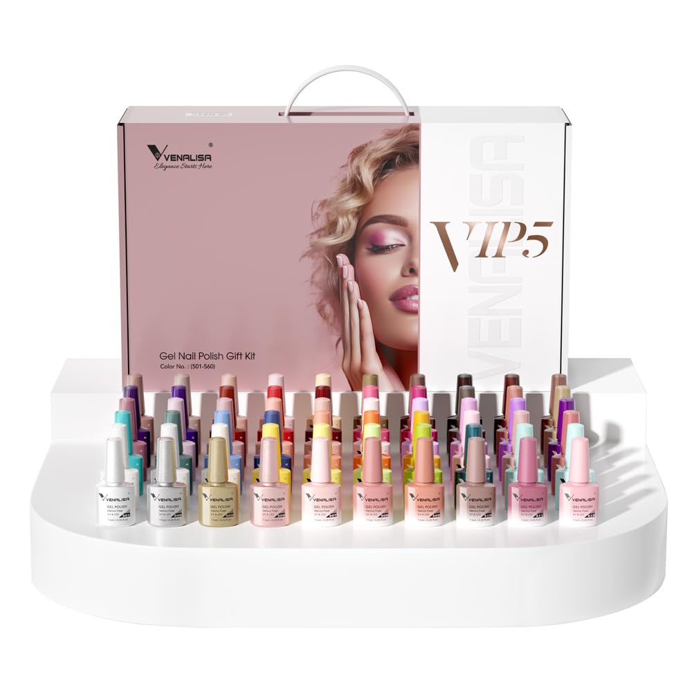 VENALISA VIP5 60-Color Gel Nail Polish Set with Base & Top Coats – Salon-Quality at Home