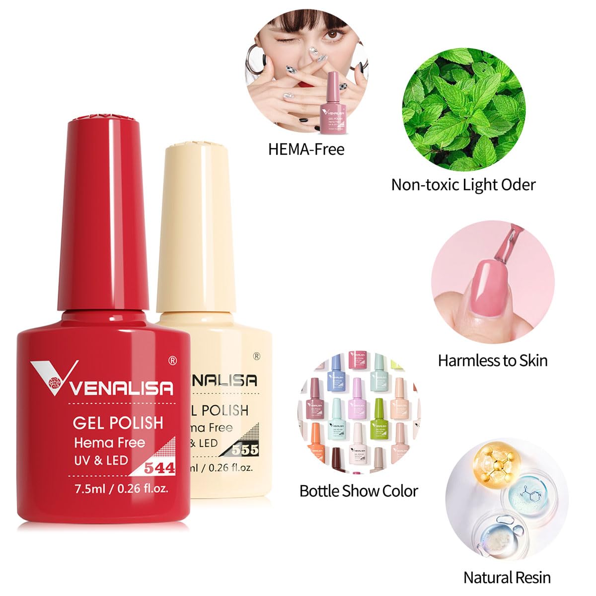 VENALISA VIP5 60-Color Gel Nail Polish Set with Base & Top Coats – Salon-Quality at Home