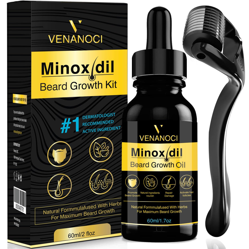 Venanoci 5% Minoxidil Beard Growth Kit with Biotin & Rosemary – Thicker, Fuller Beard