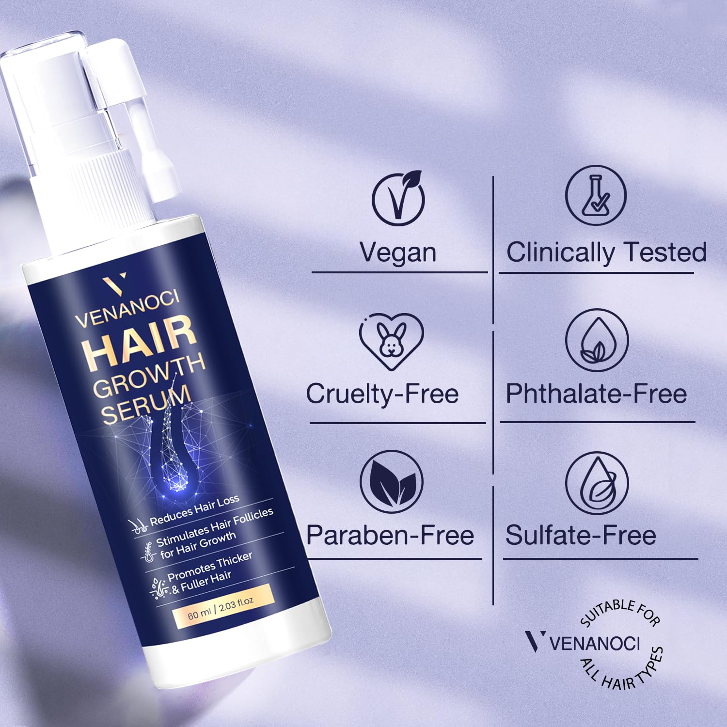 VENANOCI Hair Growth Oil Spray – Natural Regrowth Serum with Rosemary & Biotin for Thinning Hair