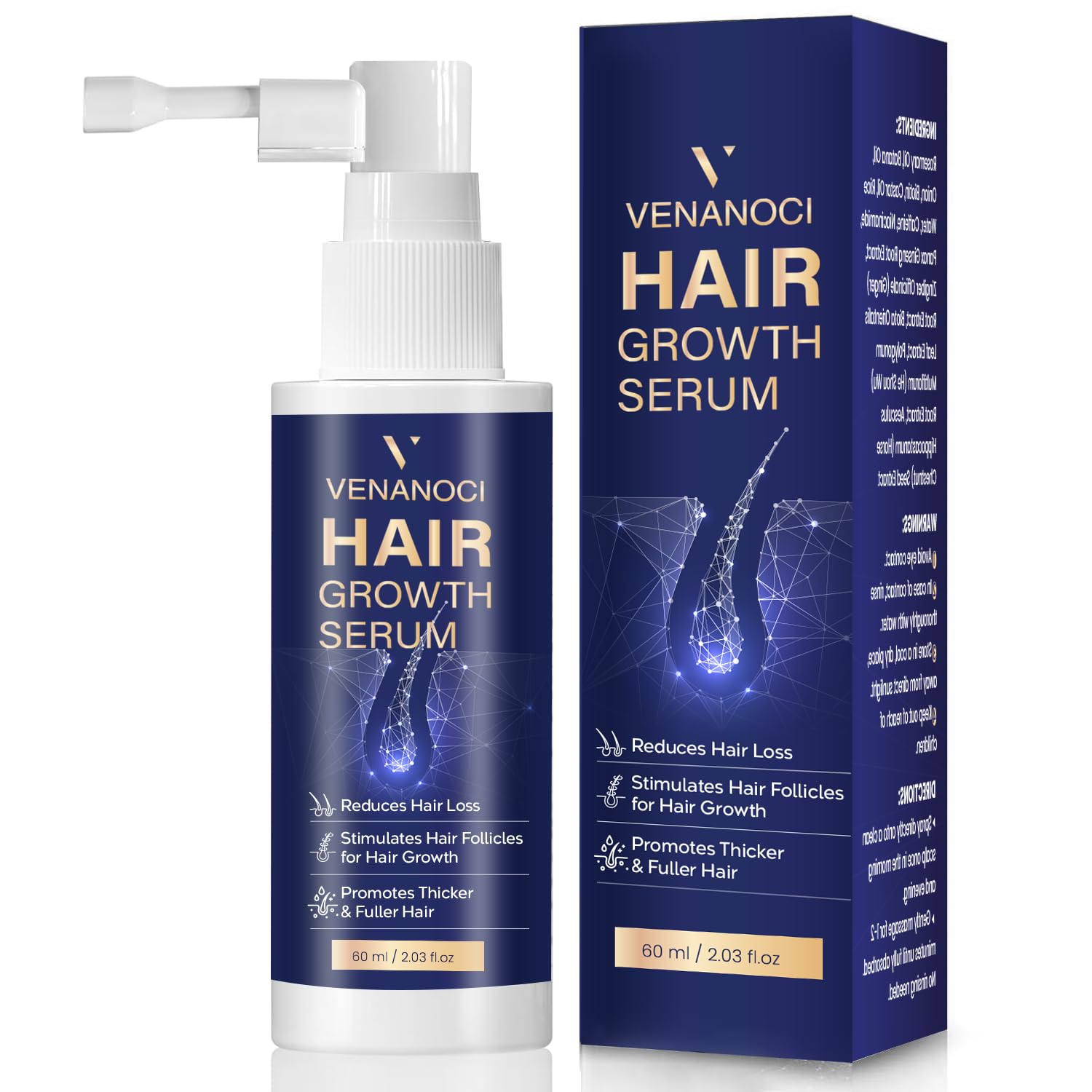 VENANOCI Hair Growth Oil Spray – Natural Regrowth Serum with Rosemary & Biotin for Thinning Hair
