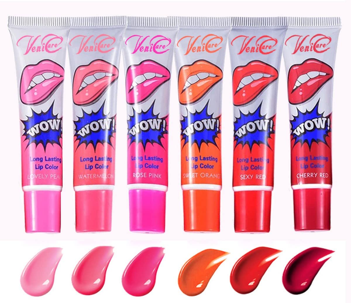 VeniCare Lip Stain Lip Gloss – 6 Color Peel-Off Tint, Waterproof & Long-Lasting