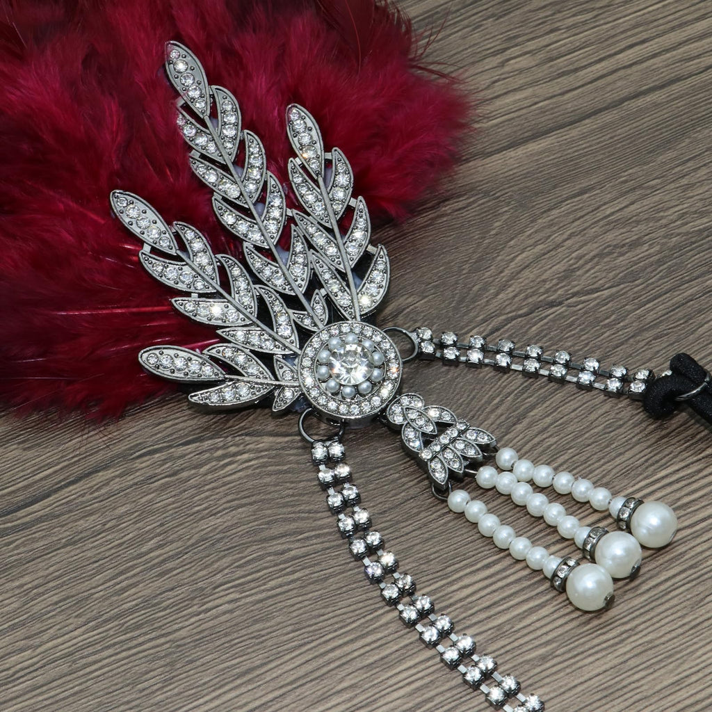 VENOFEN 1920s Flapper Headband – Red Feather Gatsby Style for Women