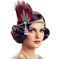 VENOFEN 1920s Flapper Headband – Red Feather Gatsby Style for Women