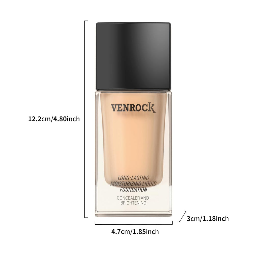 Venrock 24HR Moisturizing Foundation – Ivory White, 30ml | Waterproof & Buildable Coverage