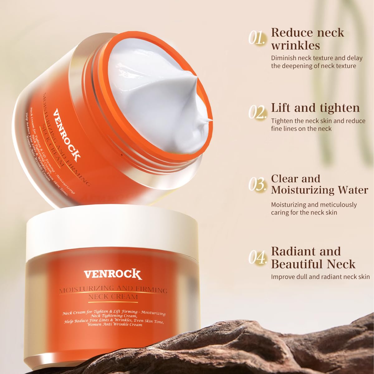 Venrock Anti-Aging Neck Cream with Niacinamide & Hyaluronic Acid – Hydrating Day & Night Neck & Décolleté Cream, 1.76 oz