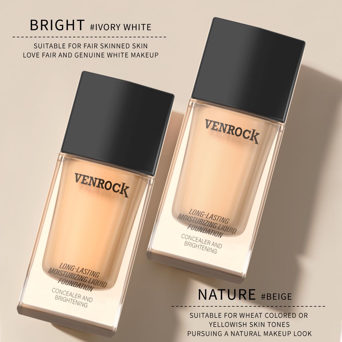 Venrock 24HR Moisturizing Foundation – Ivory White, 30ml | Waterproof & Buildable Coverage
