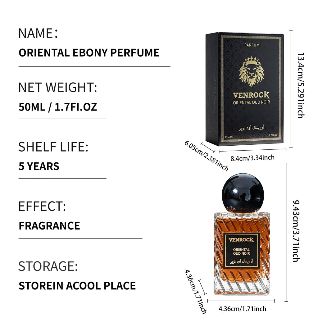 Venrock Oriental Oud Noir EDP Spray 50ml – Long-Lasting Oriental Woody Men’s Fragrance