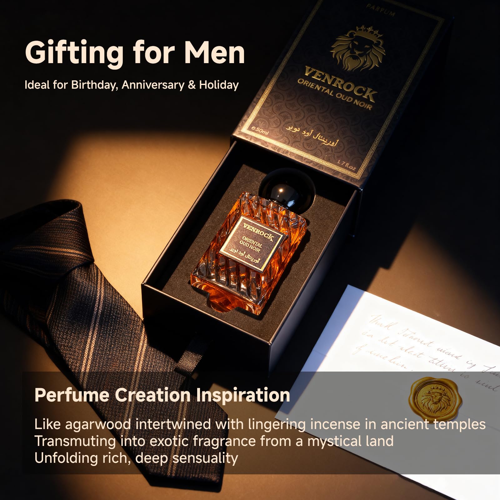 Venrock Oriental Oud Noir EDP Spray 50ml – Long-Lasting Oriental Woody Men’s Fragrance