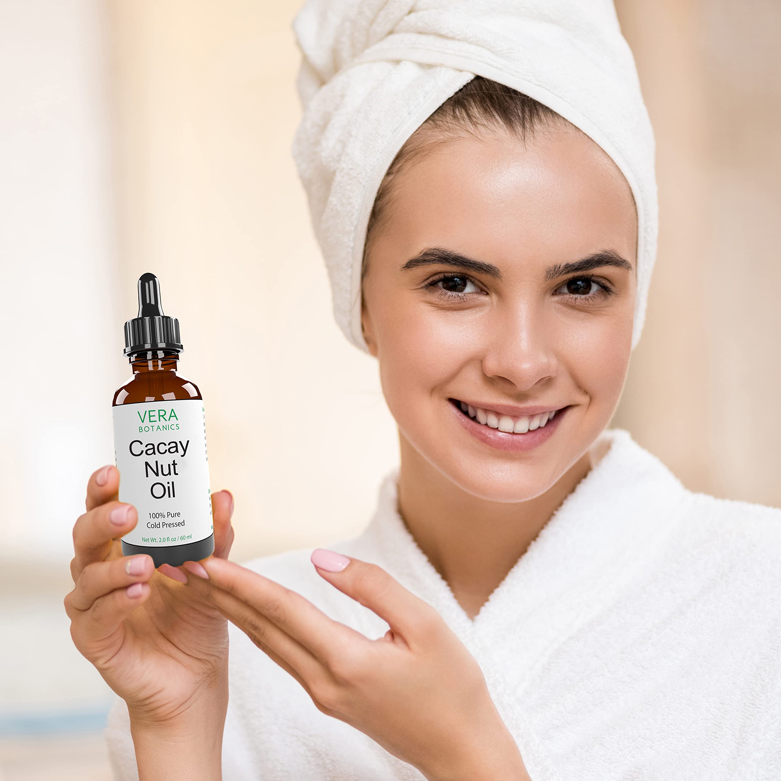 Vera Botanics Cacay Nut Oil – 100% Pure & Natural, Cold-Pressed & Unrefined for Face, Hair, Skin & Nails