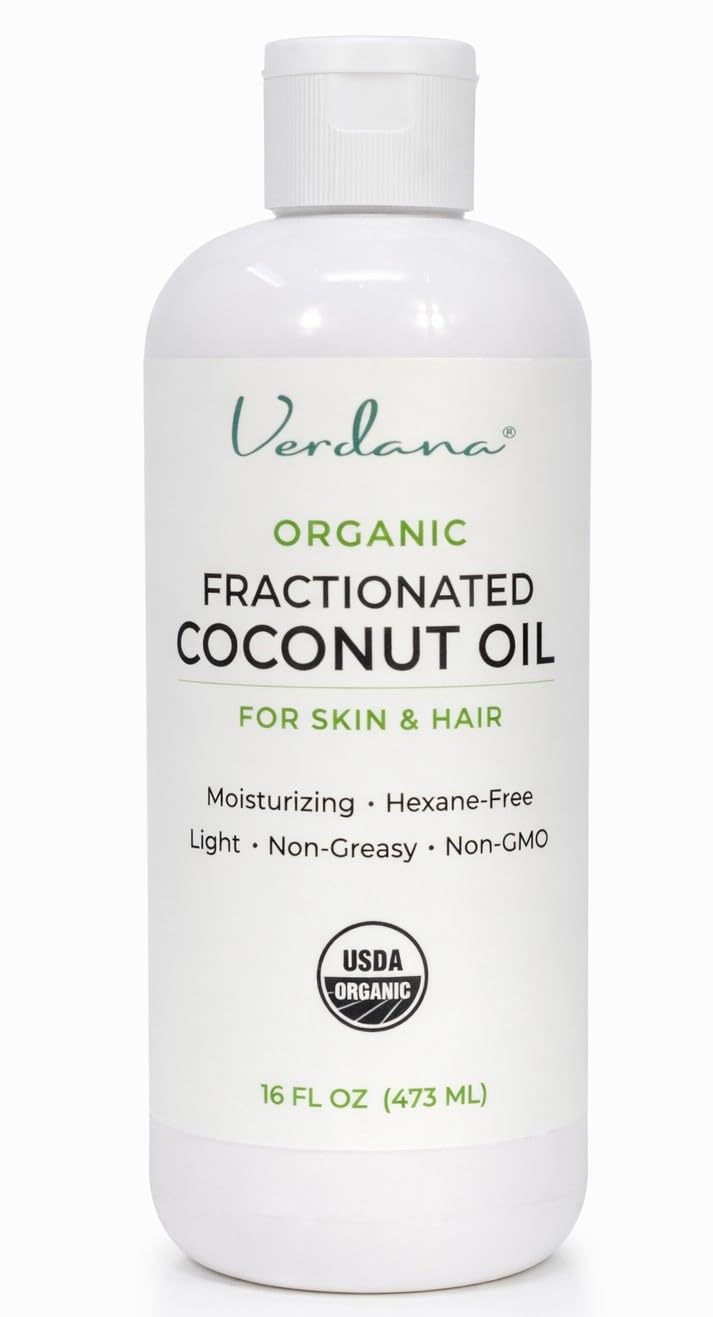 Verdana Organic Fractionated Coconut Oil – Lightweight Carrier for Skin & Hair – USDA Organic, Unscented