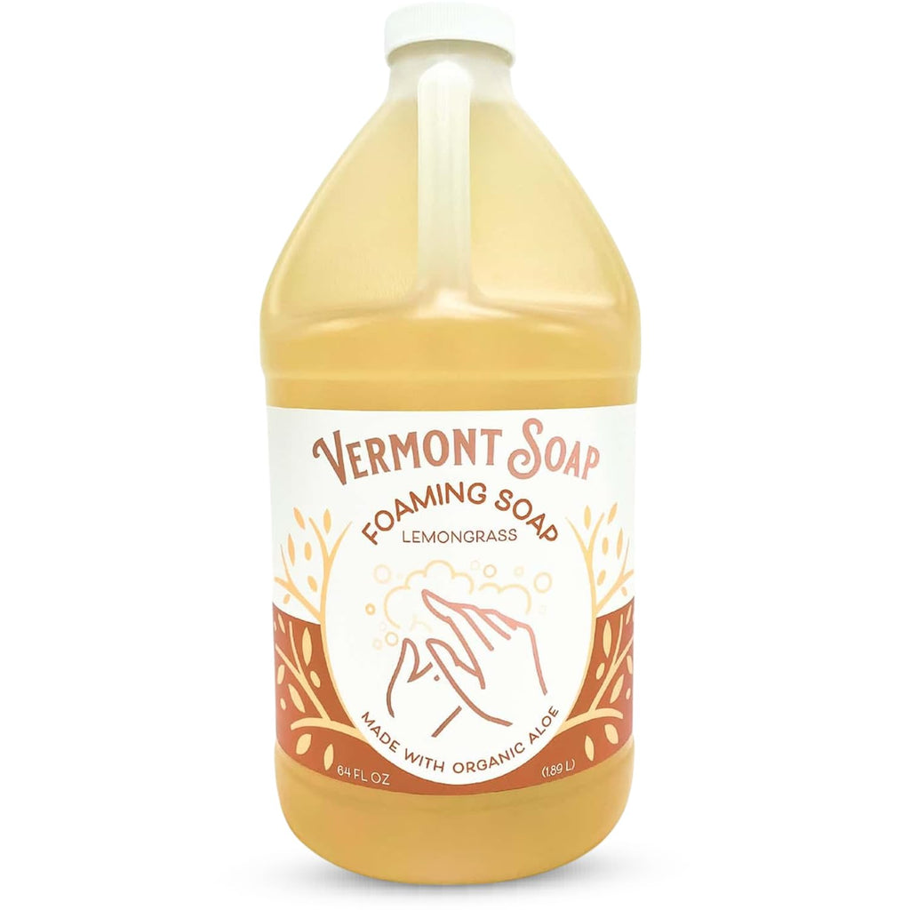 VERMONT SOAP Lemongrass Zen Foaming Hand Soap – Fragrance-Free, Moisturizing, 64 oz