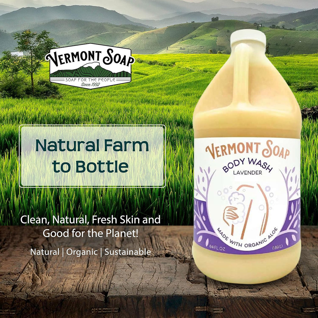 VERMONT SOAP Natural Body Wash with Shea Butter – Unscented, 64 oz