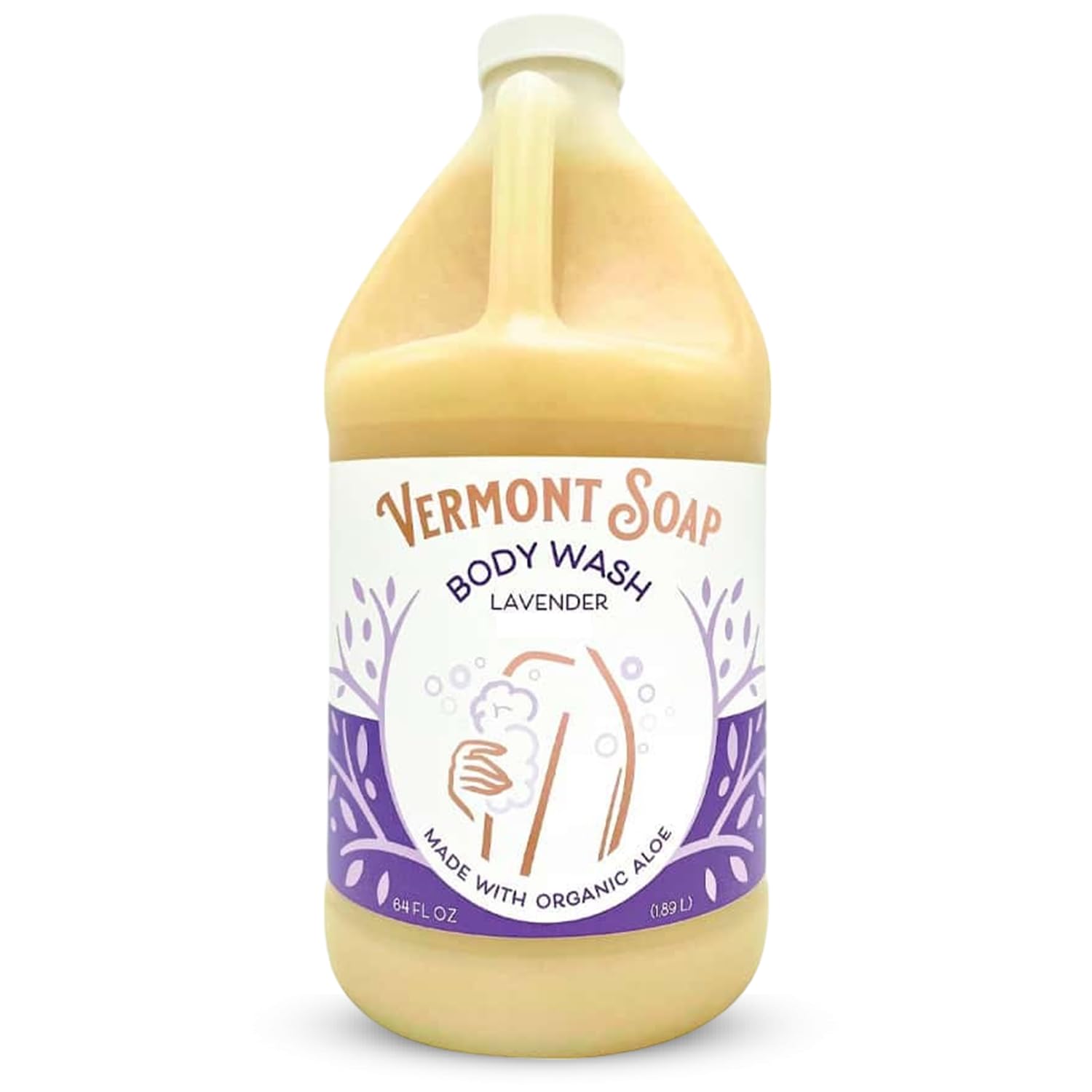 VERMONT SOAP Natural Body Wash with Shea Butter – Unscented, 64 oz