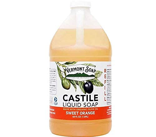 Vermont Pure Castile Soap Orange – Gentle Organic Body Wash & Oily Hair Shampoo (64 oz) | Vermont Soap