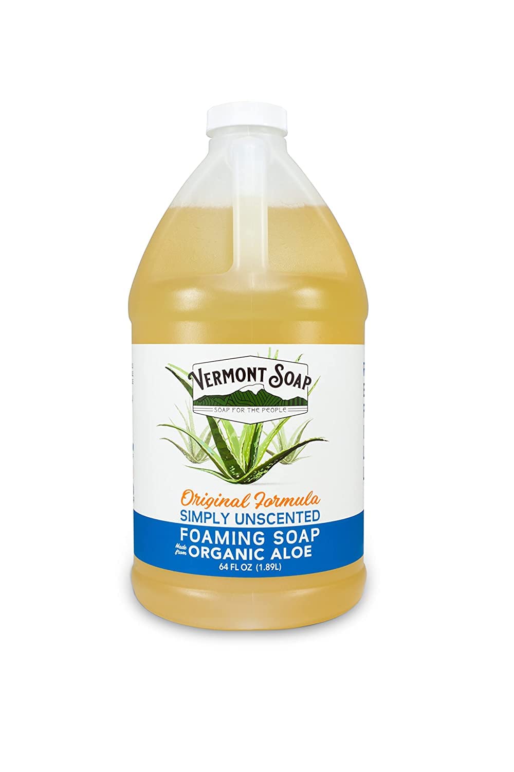 VERMONT SOAP Organic Unscented Foaming Hand Soap - 64 oz, Fragrance Free, Plant-Powered Moisturizing Formula
