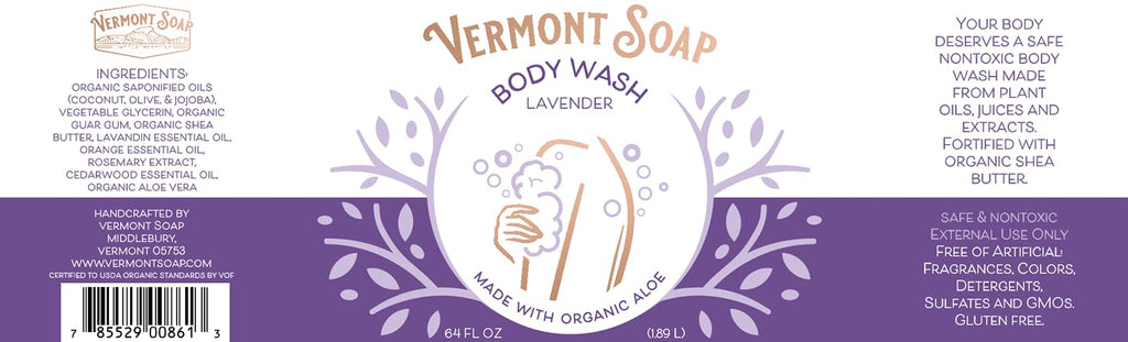 VERMONT SOAP Natural Body Wash with Shea Butter – Unscented, 64 oz