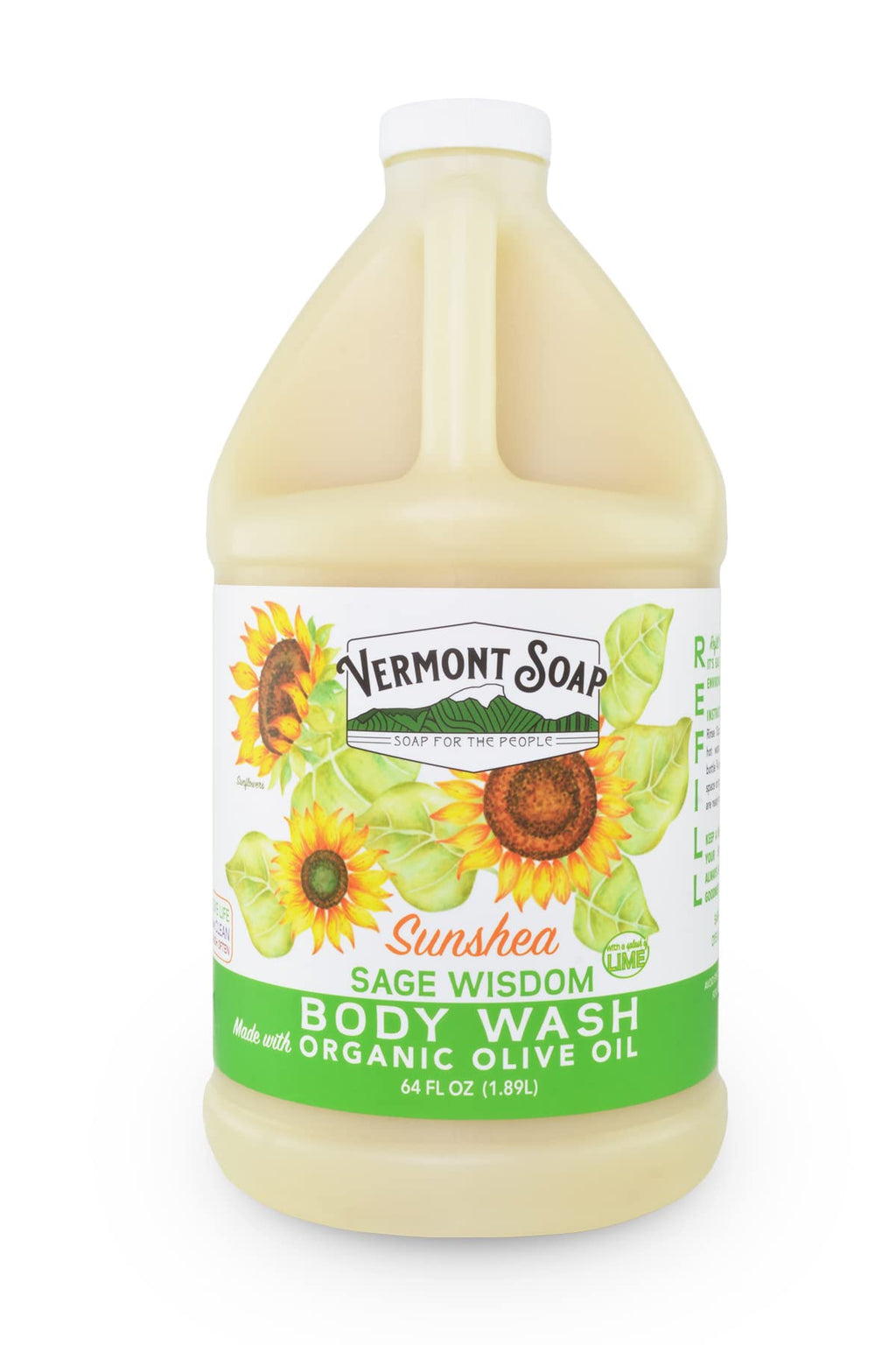 VERMONT SOAP Unscented Body Wash with Shea Butter – 64 oz, Fragrance Free
