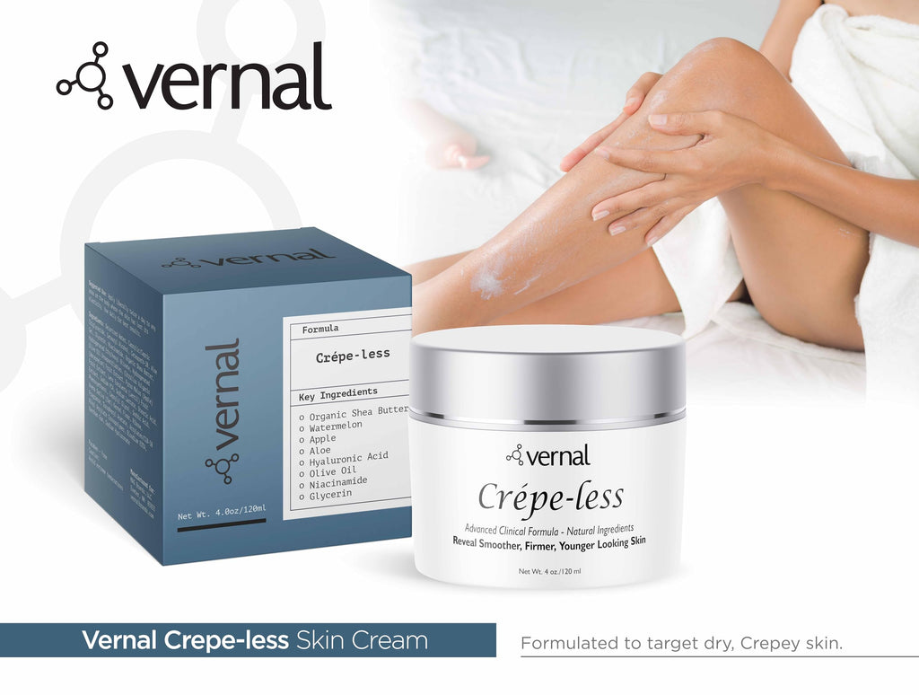 Vernal Crepe-less Cream – Organic Firming Cream for Crepey Skin (Arms, Neck & Hands) | Made in USA 4 oz