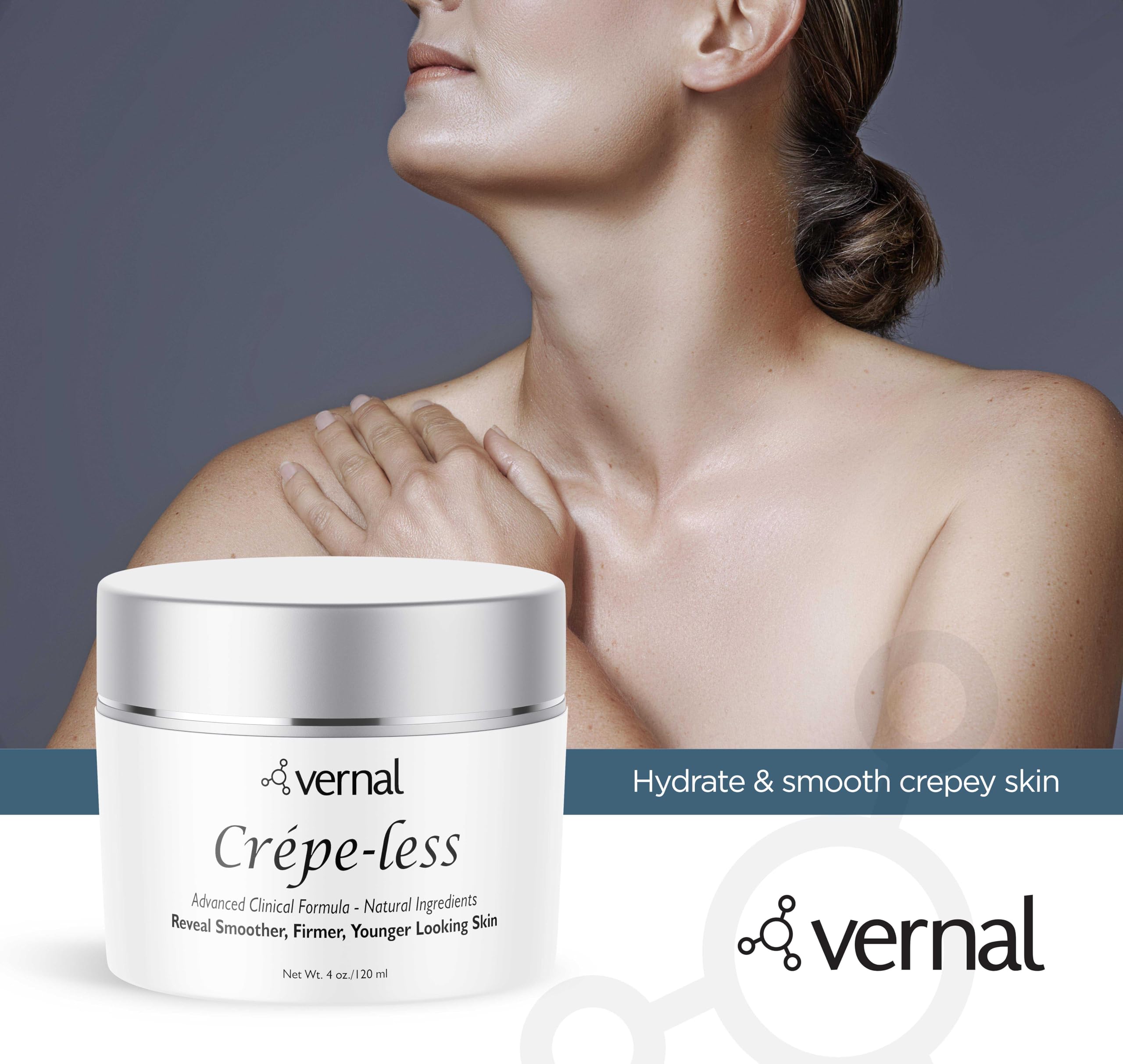 Vernal Crepe-less Cream – Organic Firming Cream for Crepey Skin (Arms, Neck & Hands) | Made in USA 4 oz