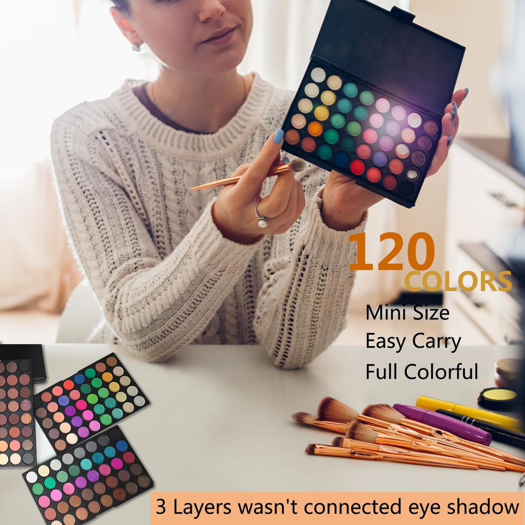 VERONNI 120 Colors Mini Eyeshadow Palette – 3-Layer Matte & Shimmer Palette (120 Colors)