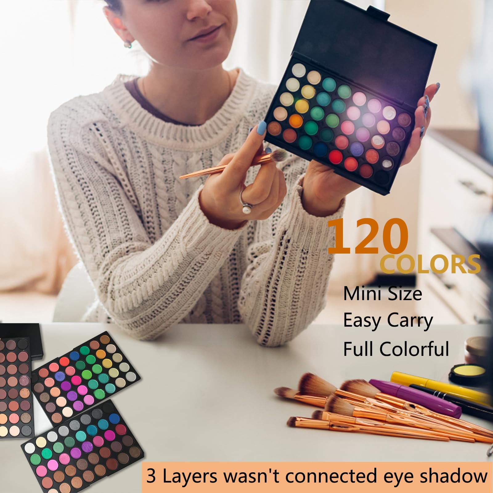 VERONNI 120 Colors Mini Eyeshadow Palette – 3-Layer Matte & Shimmer Palette (120 Colors)