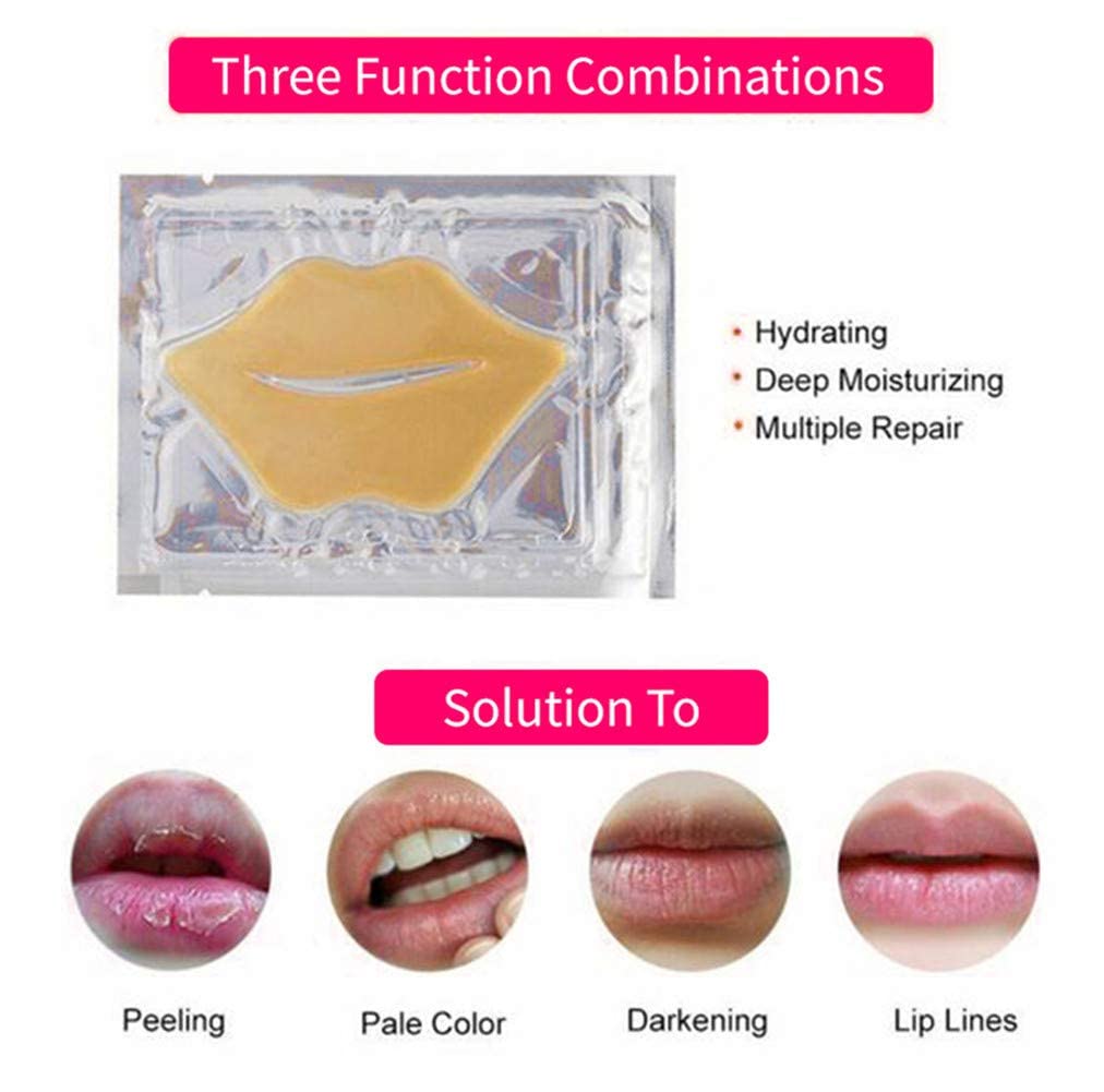 VERONNI 24K Golden Crystal Lip Masks – Hydrating Lip Plumper & Collagen Care (30 Pcs)