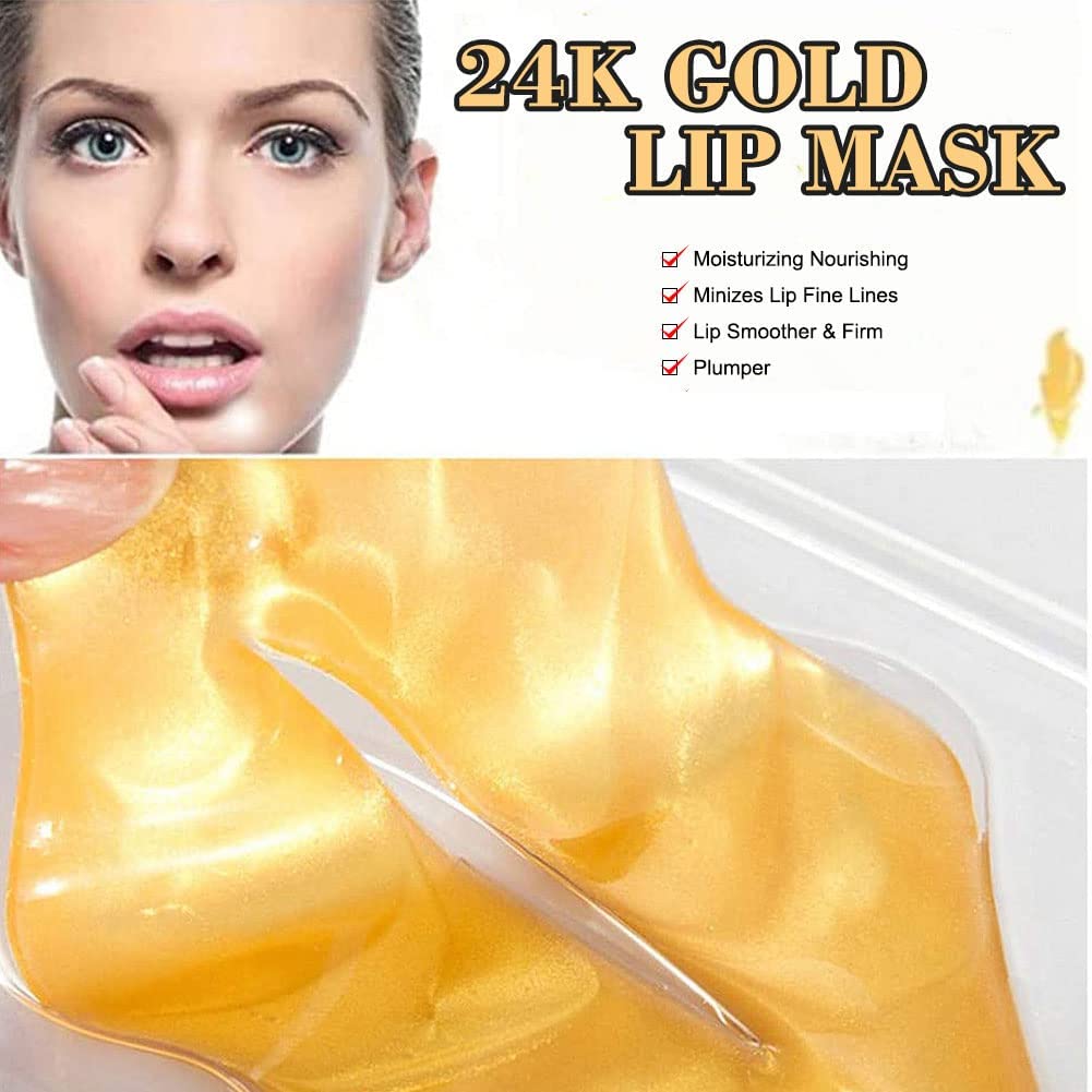 VERONNI 24K Golden Crystal Lip Masks – Hydrating Lip Plumper & Collagen Care (30 Pcs)