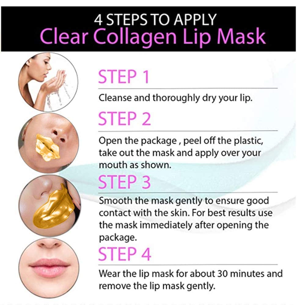 VERONNI 24K Golden Crystal Lip Masks – Hydrating Lip Plumper & Collagen Care (30 Pcs)
