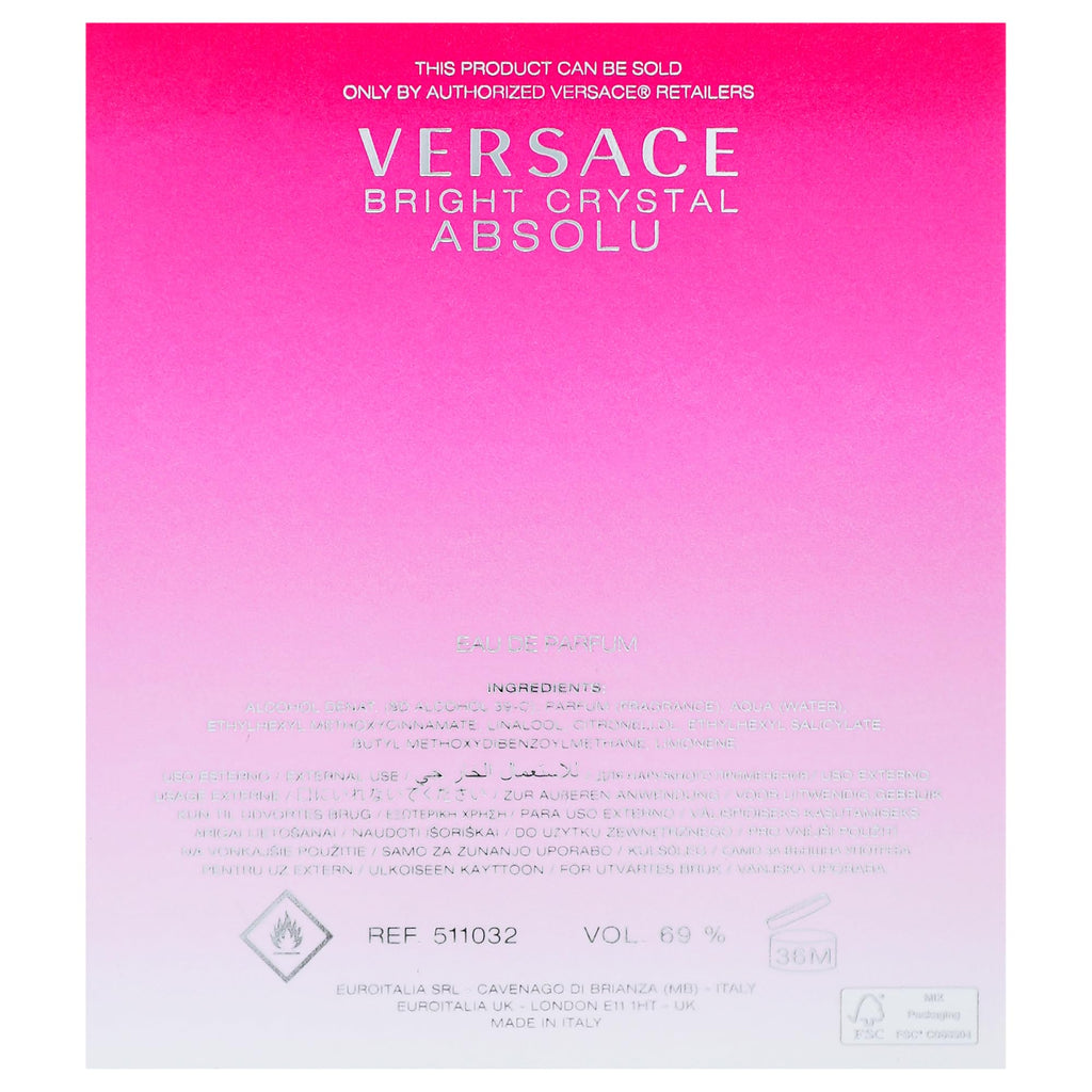 Versace Bright Crystal Absolu for Women – 3.0 oz Eau de Parfum Spray
