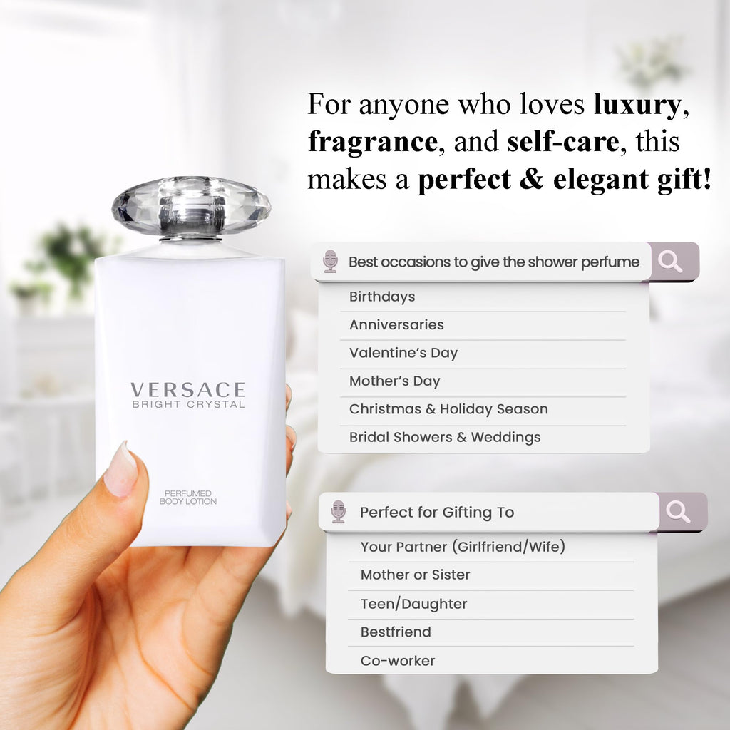 Versace Bright Crystal Perfumed Body Lotion for Women – 6.7 Ounces | Hydrating Scented Care